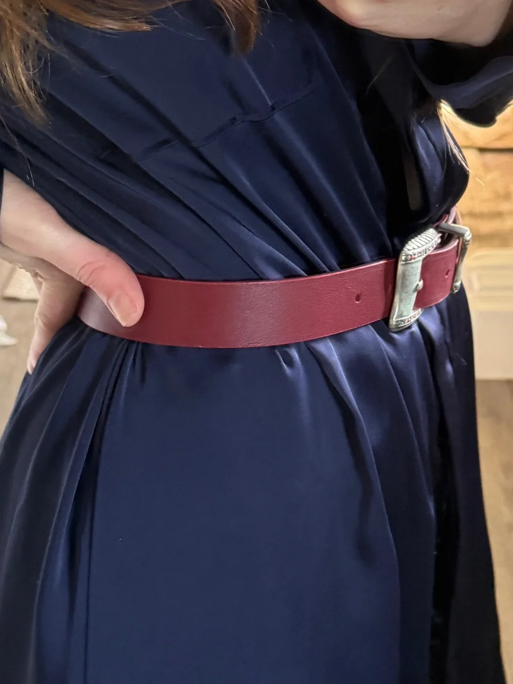 Vintage Red Western Style Italian Garuglieri Leather Boho Belt Sz Small 37.5” L